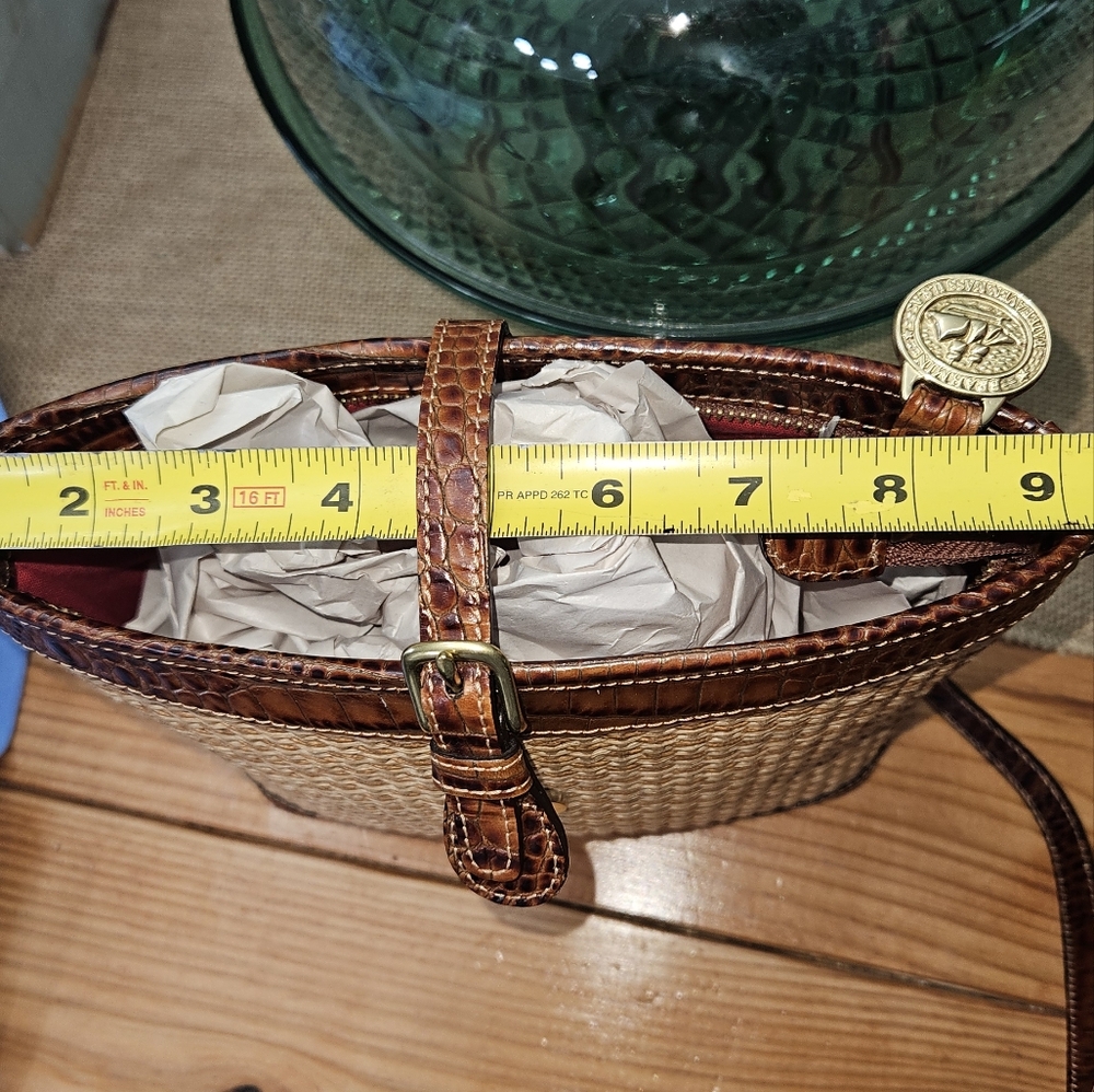 Brahmin Tisbury Collection Woven Straw & Croc Leather Purse/Crossbody - Picture 14 of 16